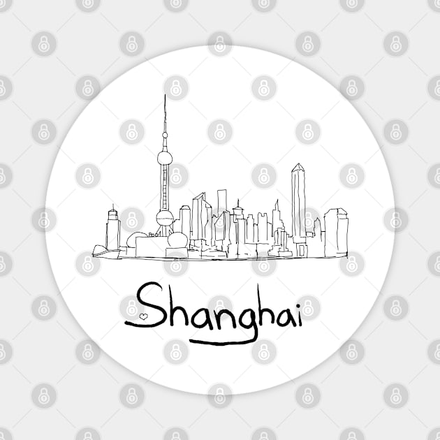 Shanghai cityscape Magnet by jitkaegressy